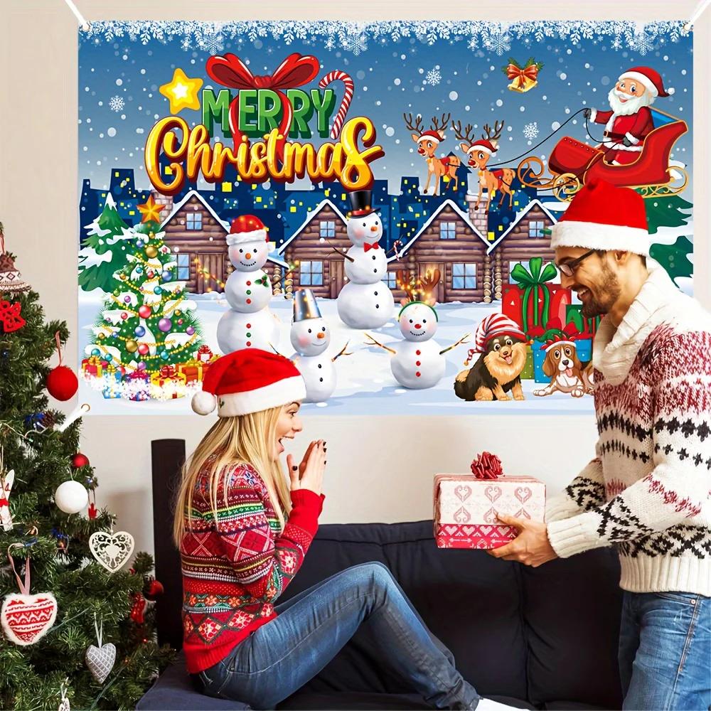 1pc, Christmas photography backdrop banner, Christmas happy party decoration banner, polyester materialZL