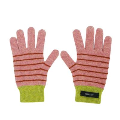 KOOKEESEE Woll-Stripe-Strickhandschuhe mit Fingerloch (Rosa/Grün)