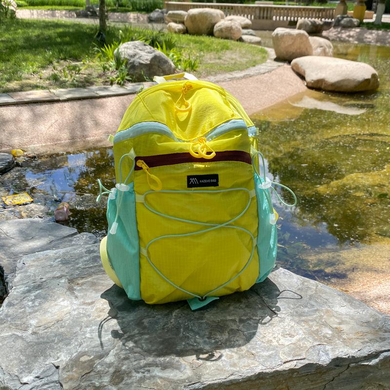 Schoolbag Lime Yellow Rope Bundle Bag Backpack College Student Light Oxygen Refreshing Sense Short-distance Carry-on Outdoor Travel Backpack