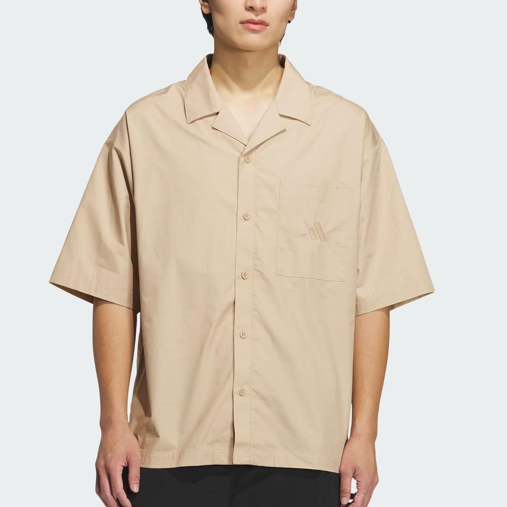 Adidas Sportswear GFX Loose Fit Button-Up Short Sleeve Shirt Men Shirts Warm-Sand JL6057