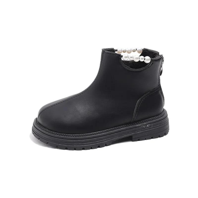 Girls' Boots Princess Causal Fashion Ankle Boots Warm Plush Winter Shoes for Children Solid Color Versatile Kids Cotton Boots