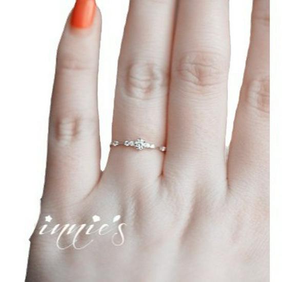 Ring im japanischen Stil, vergoldet mit Imitation 925 Sterlingsilber, 14K Gold und 7 kleinen Diamanten