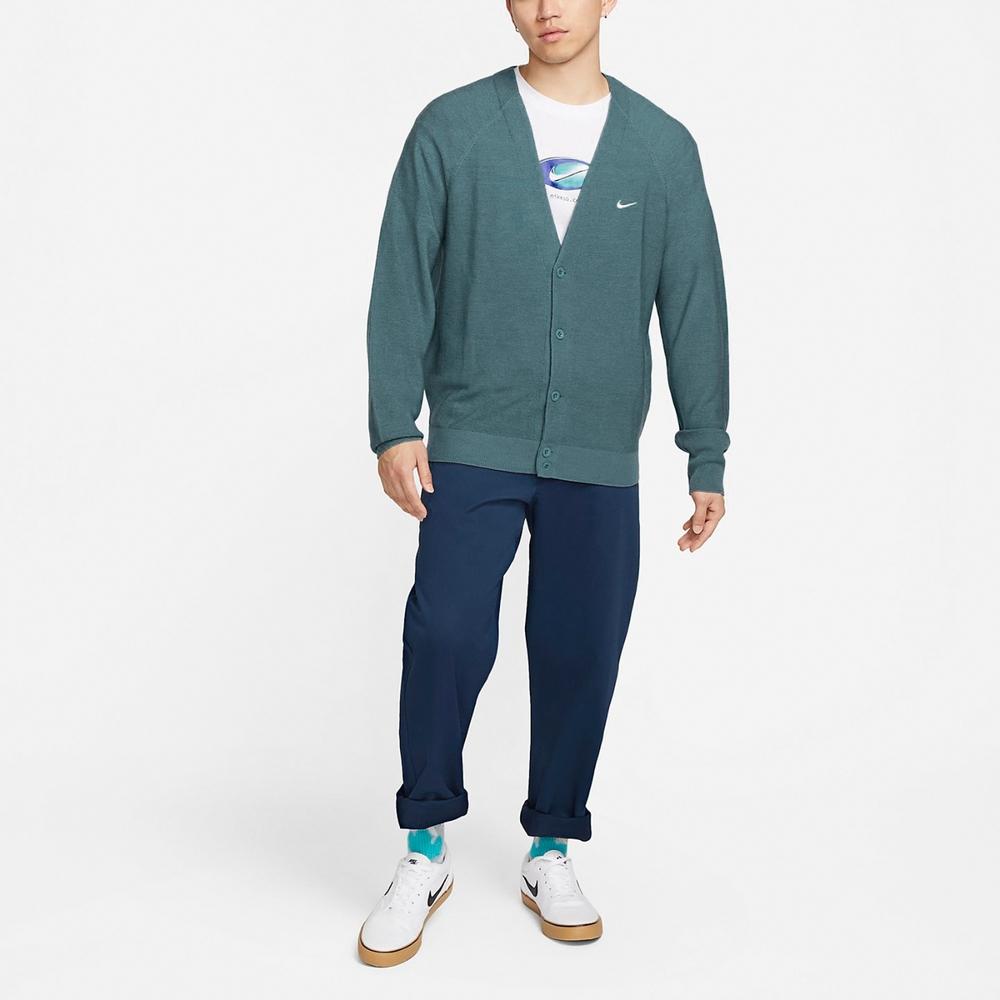 Nike SB Skateboarding Loose Fit Knit Cardigan Sweater Men's Teal Green DQ6307-379