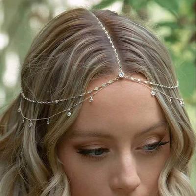 New European And American Jewelry, Fashionable Bohemian Forehead Chain Hair Accessories, Light Luxury Bridal Hair Chain Wedding Jewelry