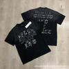 Unisex Oversized Box Fit Cotton Tee With Embroidered Rhinestone Washed Print Round Neck Short Sleeve Casual Top