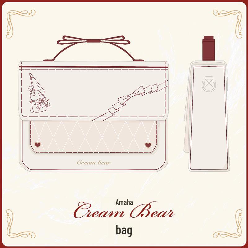 Elegant kremfarget bjørnedress i collegestil for jenter - Komplett sett