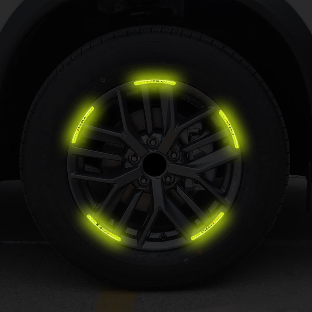WDYEA1 5/10/20pcs Reflective Car Wheel Rim Stickers Tape Strips Auto Decoration For Tesla Model 3 Y S X Roadster Cybertruck Juguete WYE