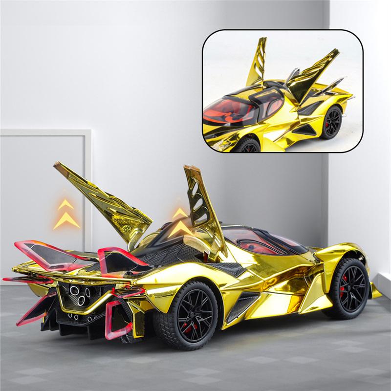 1/24 Apollo Project EVO Alloy Sports Car Model Diecasts Metal Electroplated Racing Car Vehicles Model Sound Light Kids Toy Gift