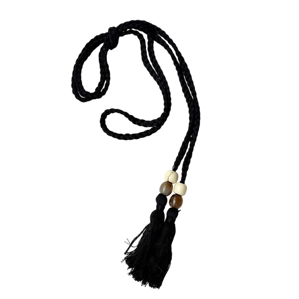 Bohemian Styles Waist Rope for Women Cotton Rope Belt with Wooden Bead Detailing for Vacation and Everyday Wear