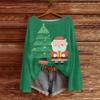 Women's Casual Fashion Round Neck Top Christmas Print Long Sleeve Knit Pullover