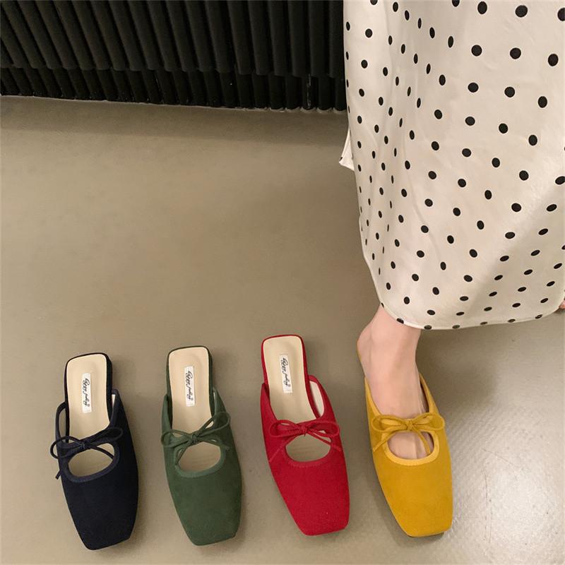 Fashion Bailamos 2025 Summer Women Flat Slippers Fashion Round Toe Slip On Mules Shoes Soft Flat Heel Outdoor Casual Dress Sandal Shoes