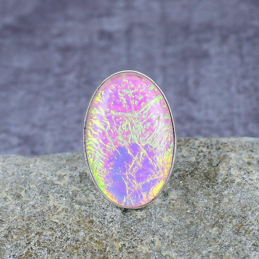 Pink Triplet Opal Gemstone Handmade 925 Sterling Silver Ring Jewelry All Size