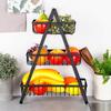 Three-tier basket for fruits and vegetables, black metal platter