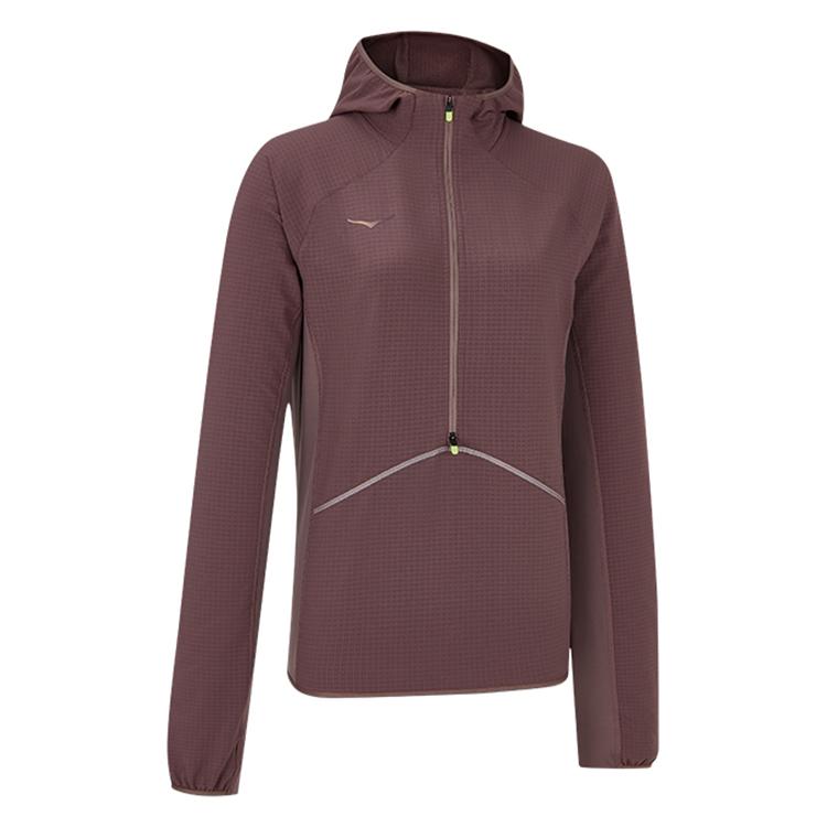 

HOKA ONE ONE Женская куртка Aw24 Skyglow с капюшоном и длинным рукавом, тканая, на молнии до половины, куртки, дымчатый кварц 1156113 L