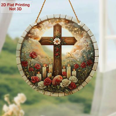 2D Flat Acrylic Cross Design, Indoor and Outdoor Decoration - No Battery/electricity Required, Free Day Decoration, Shop Decoration, Durable Outdo