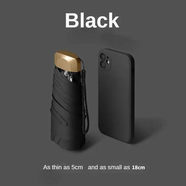 

Открытый мини-зонт от солнца с защитой от ультрафиолета, сверхлегкий складной пятикратный зонт, зонт от солнца чёрный