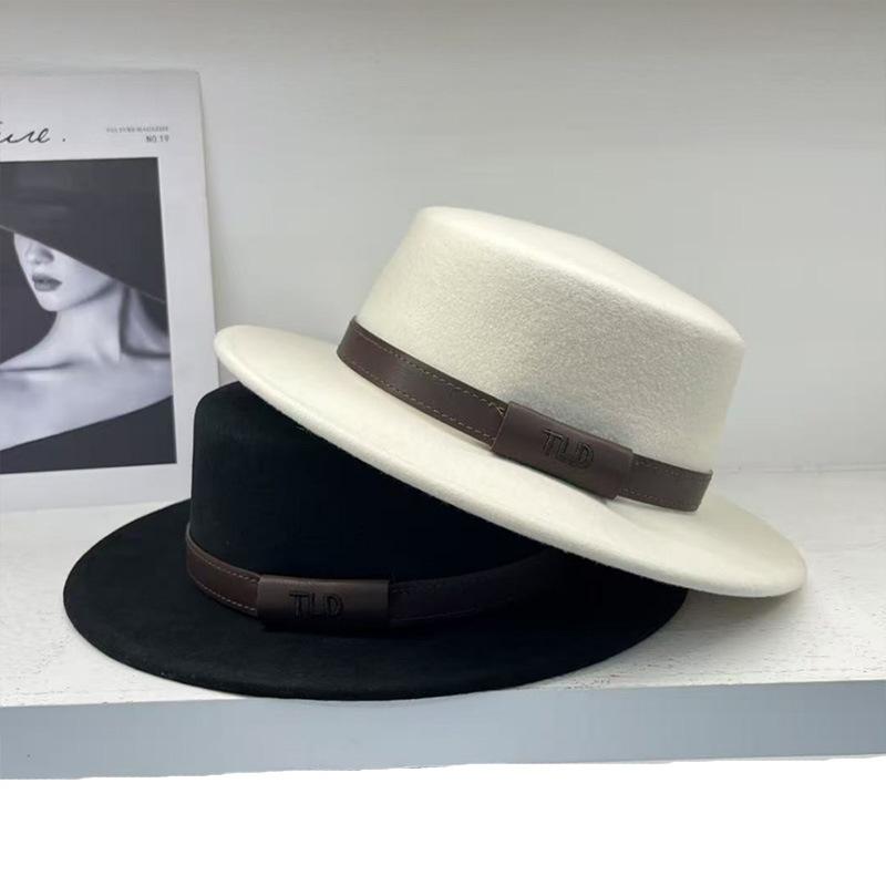 High-end French versatile fashion wool flat hat women's winter elegant versatile top hat temperament elegant fashion hat tide