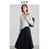 LILY Half Open Rice White Knitted Shirt for Women