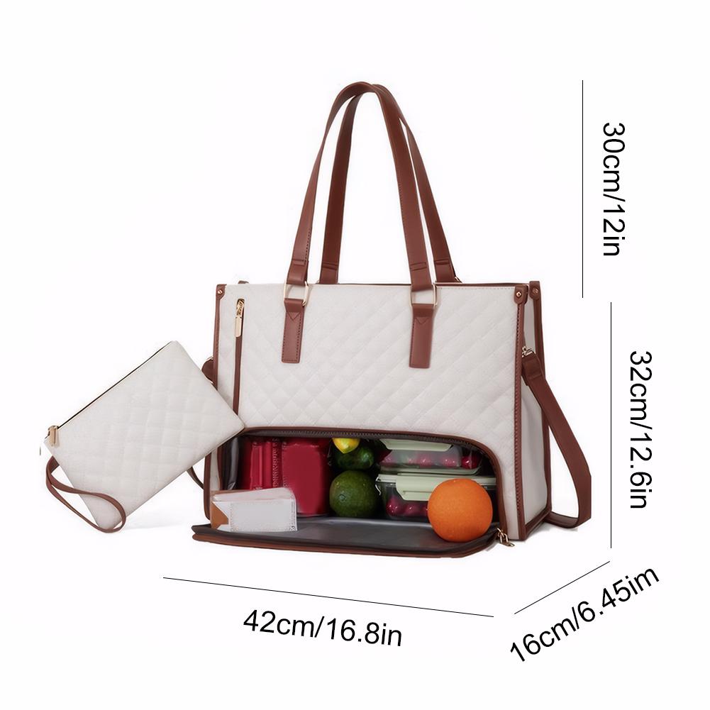 2-in-1 Lunchtas Laptoptas met Portemonnee Multifunctionele Zakelijke Lunchtas Lunchbox Handtas voor Werk Kantoor Camping Picknick