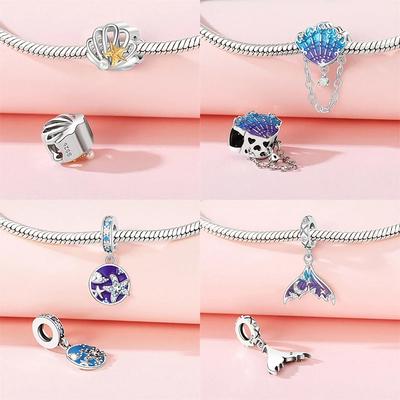 Copper Original Sea Shell Starfish Mermaid Charm Beads Fit Bracelet Charms Bead Jewelry Women Fine Jewelry Gift