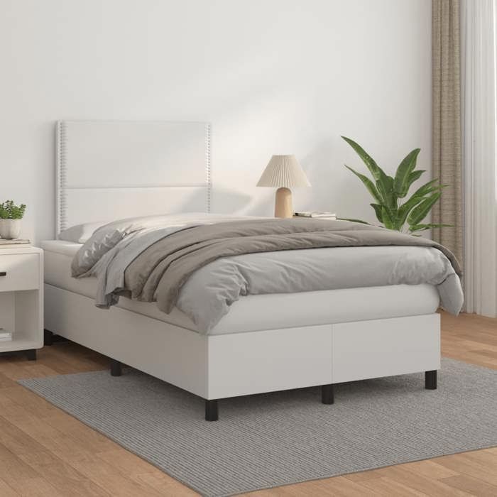 Maison Exclusive - Sommier à lattes de lit avec matelas blanc 120x190cm similicuir