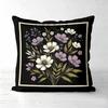 Floral Pattern Black Throw Pillow For Home Decor Polyester Pillowcase, Sofa Decorative Cushion Cov Headboard Pillow