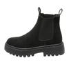 Winter 2024 New Suede Black Women's Ankle Boots Platform Shoes Casual Chelsea Boots Fashion Motorcycle Fashion Short Botas Mujer
