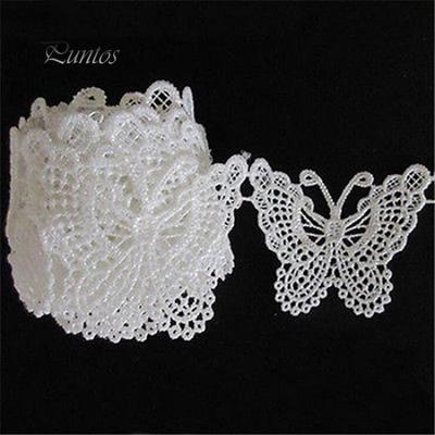 Graziosa applique vintage con bordo a farfalla bianco da 1 m per lavori di cucito