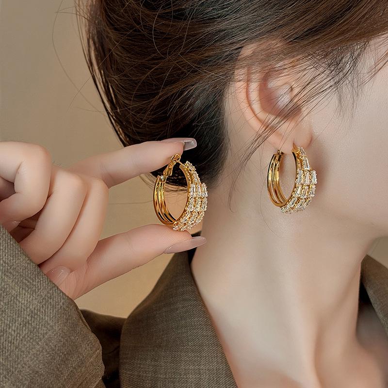 High-End Irregular Brushed Circle Stud Earrings - Influencer Design, Exaggerated Style