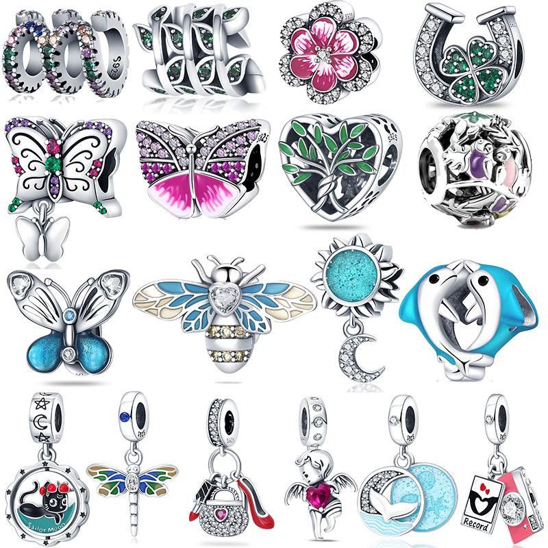 

Новый кулон из стерлингового серебра 925 пробы в форме сердца и котенка, подходящий для оригинального модного браслета, женские ювелирные изделия, очаровательные бусины