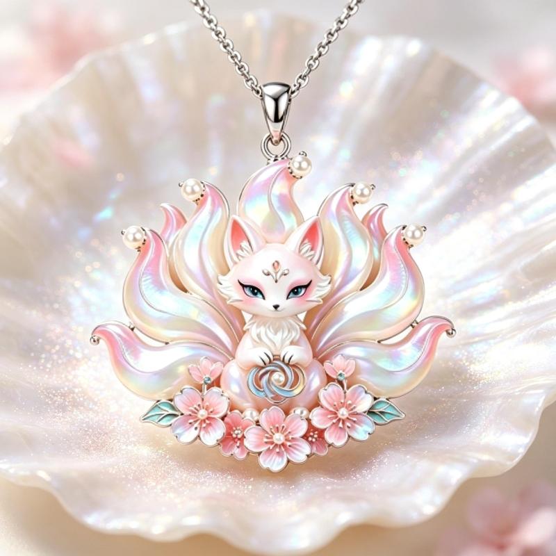 1Pcs Retro Moon Fox Pendant Necklace Thin Cable Chain Elegant Chinese Style Hanfu Accessories Jewelry Gift