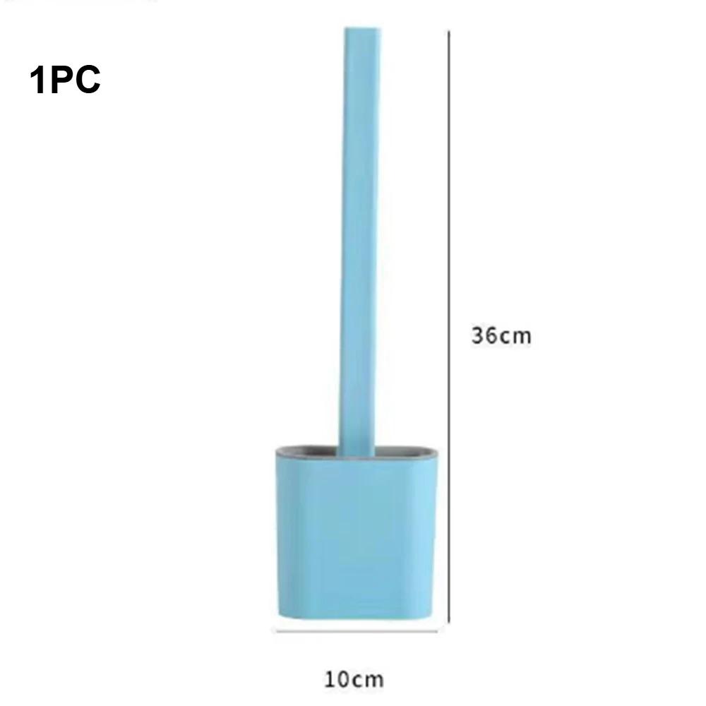 

Flexible Toilet Brush Cleaner Long Handle Hanging Silicone 360 Degree No-Dead-Corner Flexible Cleaner Brush Holder Set Bathroom