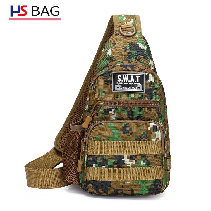 Men s Large Capacity Korean-Style Camouflage Tactical Crossbody Chest Bag камуфляжный/зелёный