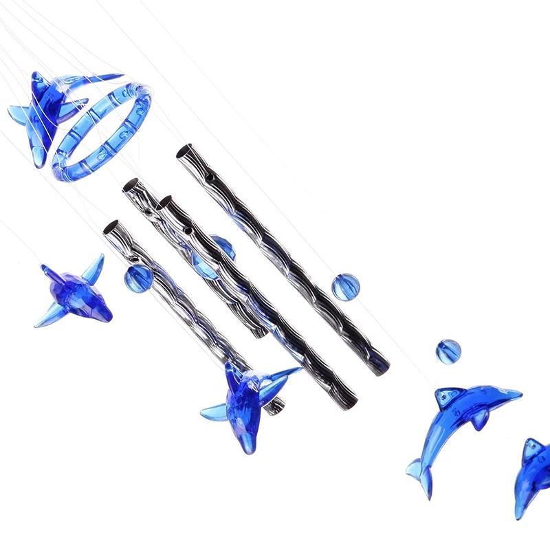 

Home Decoration Hanging Wind Chimes for Kids Birthday Gift Christmas Door Garden Blue Crystal Dolphin Wind Chimes