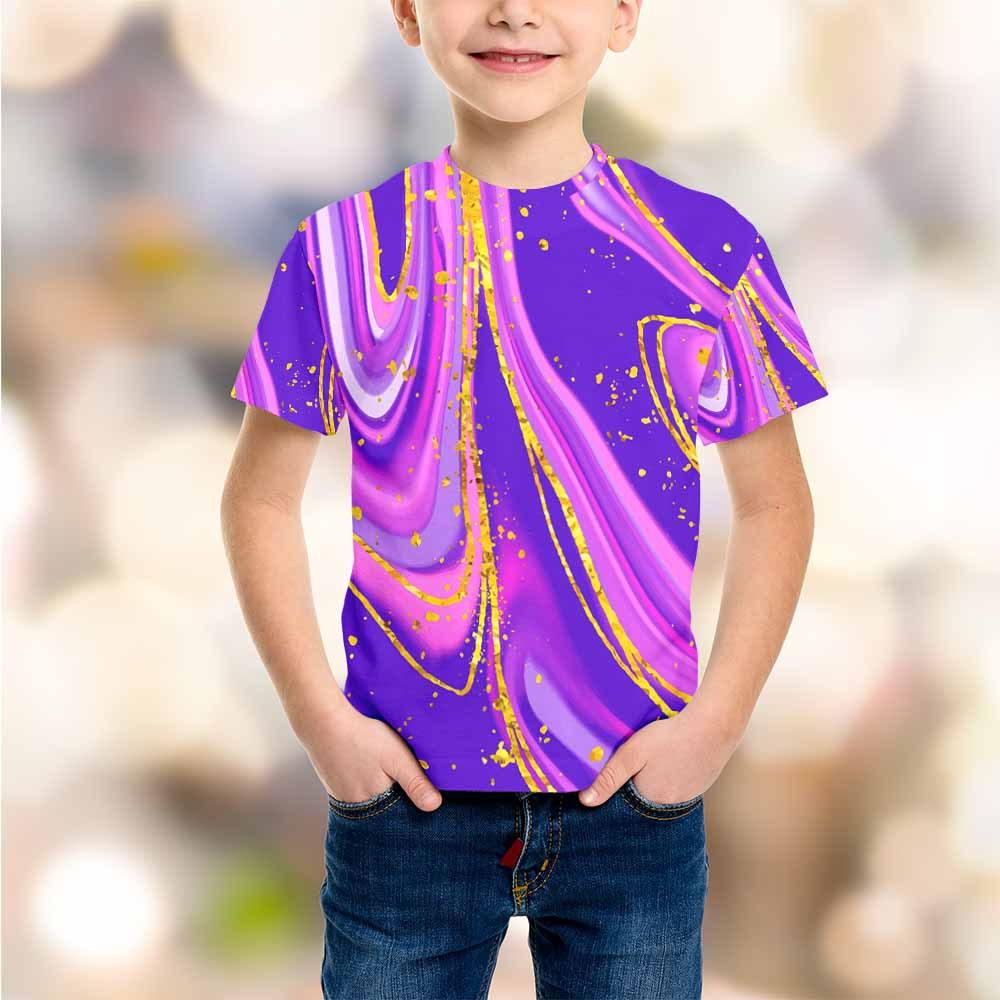 Summer Round Neck 3D Printed Top Fashionable Casual Short Sleeved Children's Boy T-shirts
