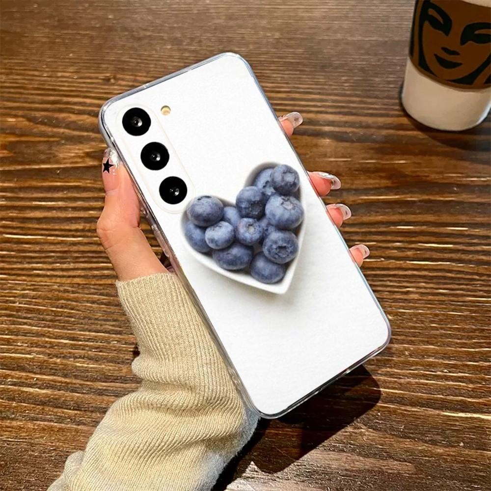 Blueberries Fruit Phone Case For Samsung S23,23,22,30,21,10,9,8,7,Note20 Ultra,Lite,Ultra,5G,Plus,FE,Soft Transparent Case