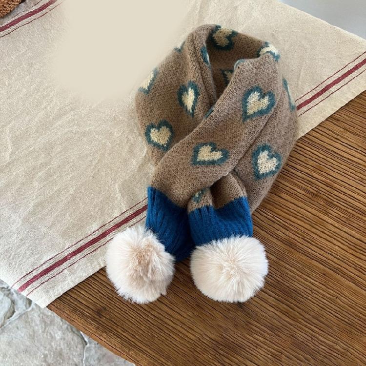 Children Knitted Scarf Soft and Warm Heart Pattern Neck Warmer Fashionable Autumn Winter Various Outfit Neck Gaiter