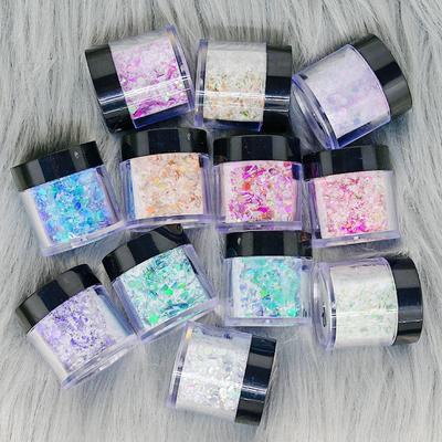 12 piezas/juego de polvo acrílico con lentejuelas brillantes gruesas, copos de camaleón 3 en 1 para esculpir extensiones de uñas acrílicas, decoración de uñas