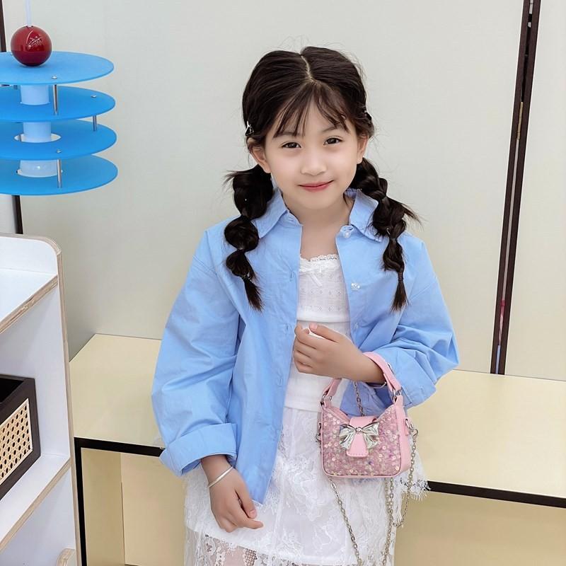 Girl Toddler Sweet Bow Sequin Chain Purse Butterfly Element Casual School Use