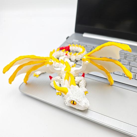 DYS 3D Printed Articulated Dragon Figurine with Adjustable Wings and Unique Eyes, Movable Joints Sculpture for Home Decor Fantasy Gift Lovers