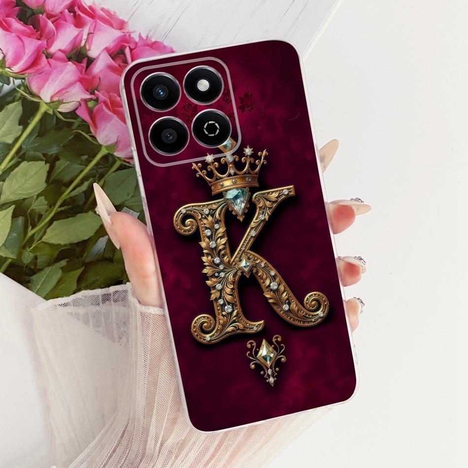 For Honor X7C Royal Crown Initial Letter Couple Phone Case For Honor X7c ALT-LX2 Soft Silicone TPU Cases Bumpers