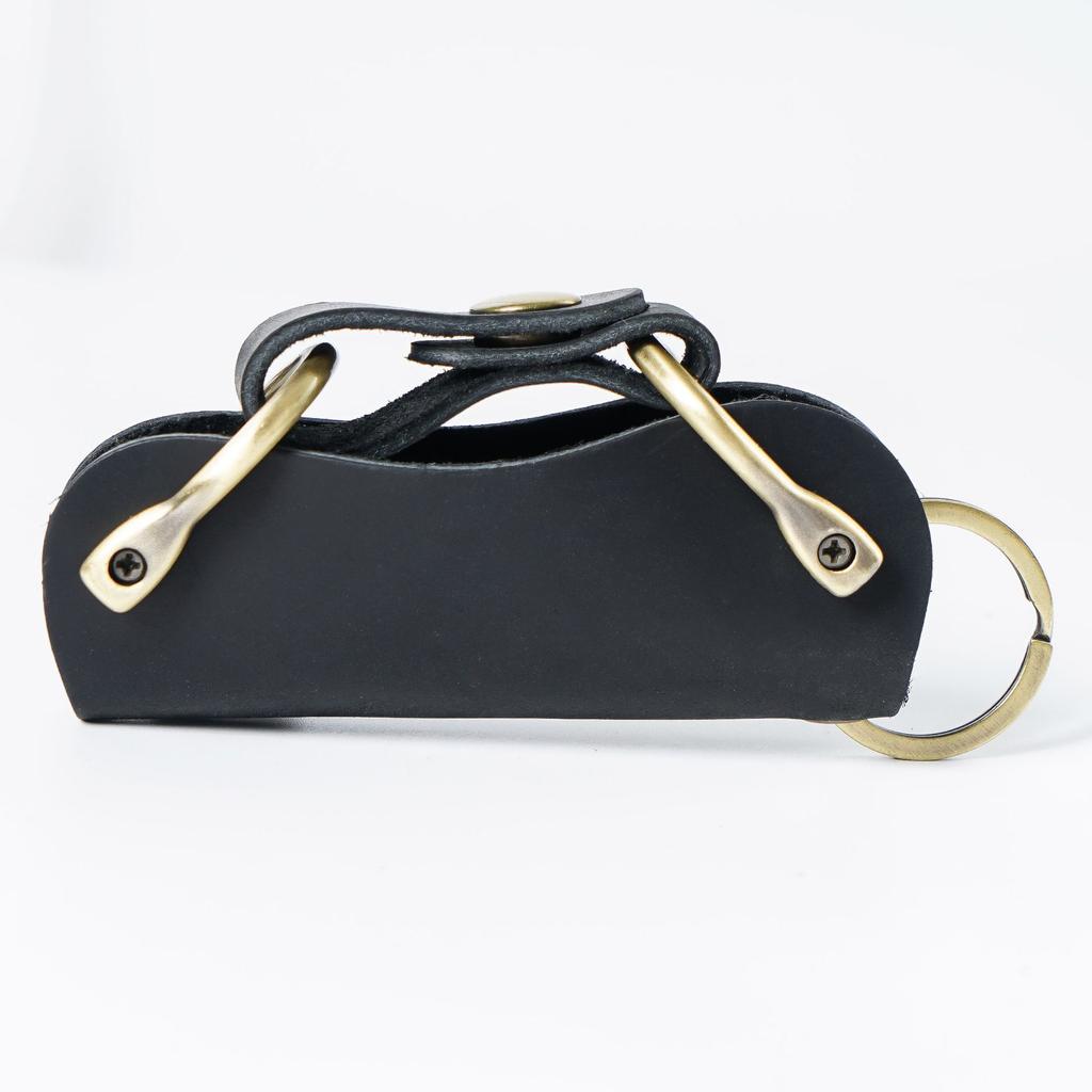 Genuine Leather Smart Key Wallet Holder Organizer Keys Clip Folder EDC Outdoor Portable Household Key Pocket Tools with Keyring