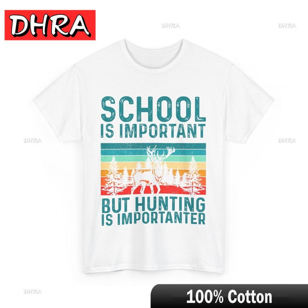 Deer Hunting Shirt, School Is Important But Hunting Is Importanter T-shirt Comfy Minimalist Simple T Shirts Aesthetic Fresh Tees S