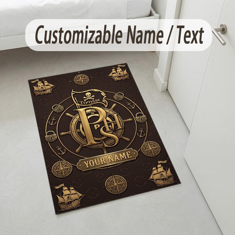 Pink Theme Soft Crystal Velvet Rug Custom Name & Text Print Non Slip Floor Rug for Bedroom Living Room