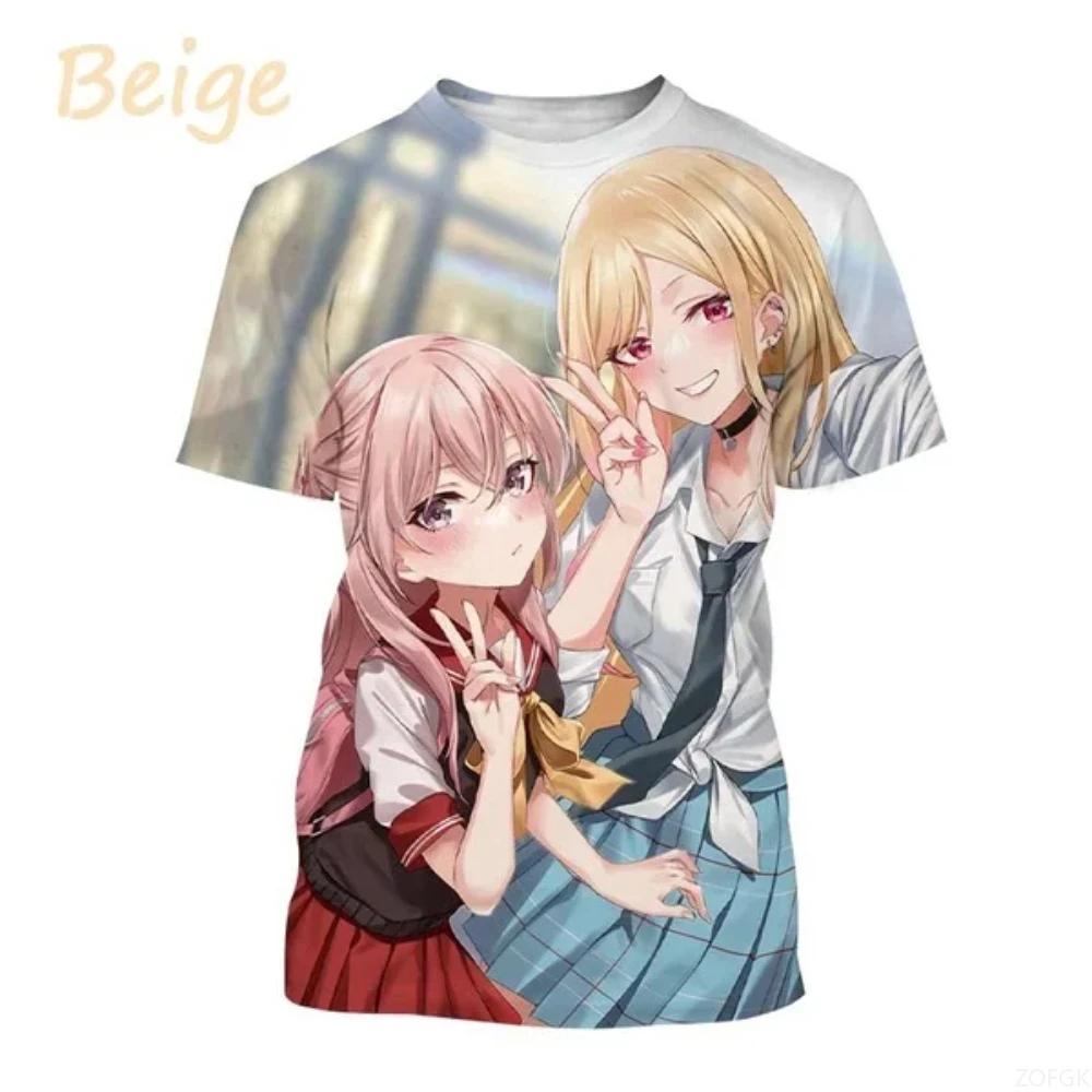 Summer Clothing Harajuku Anime Characters 3D Printed Round Neck Breathable Short Sleeved Casual Top for Men and Women