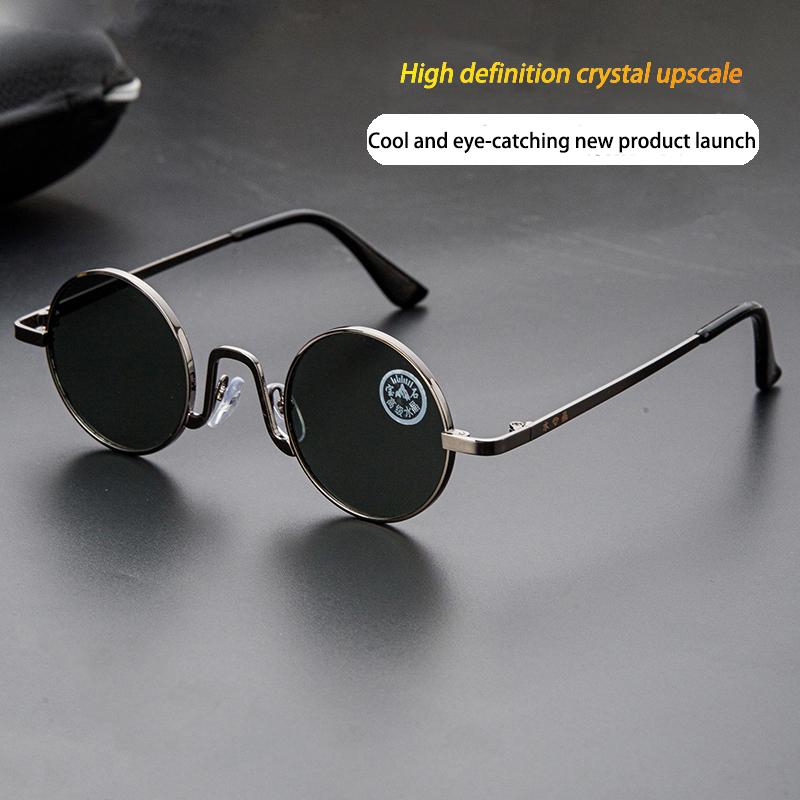 Shatar Round Crystal Sunglasses For Men Driving Small Size Internet Celebrity Model Glasses  Women Metal Framework High-Quality