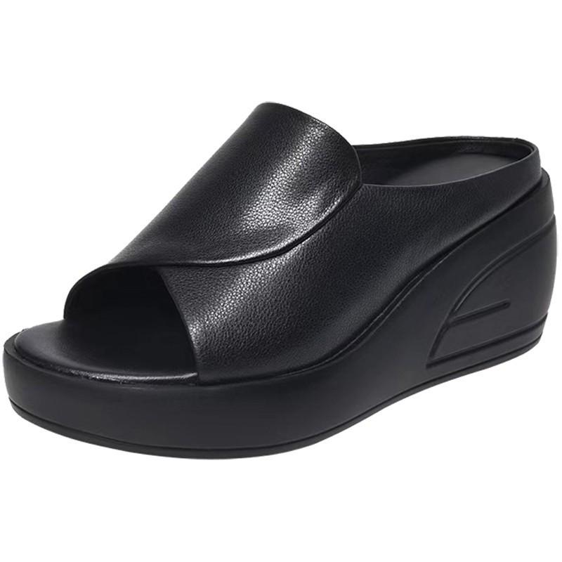 

Женские сандалии Женские тапочки Черные танкетки Открытые женские ортопедические туфли на толстой подошве Пляжные туфли на высоком каблуке Шлепанцы 35 чёрный