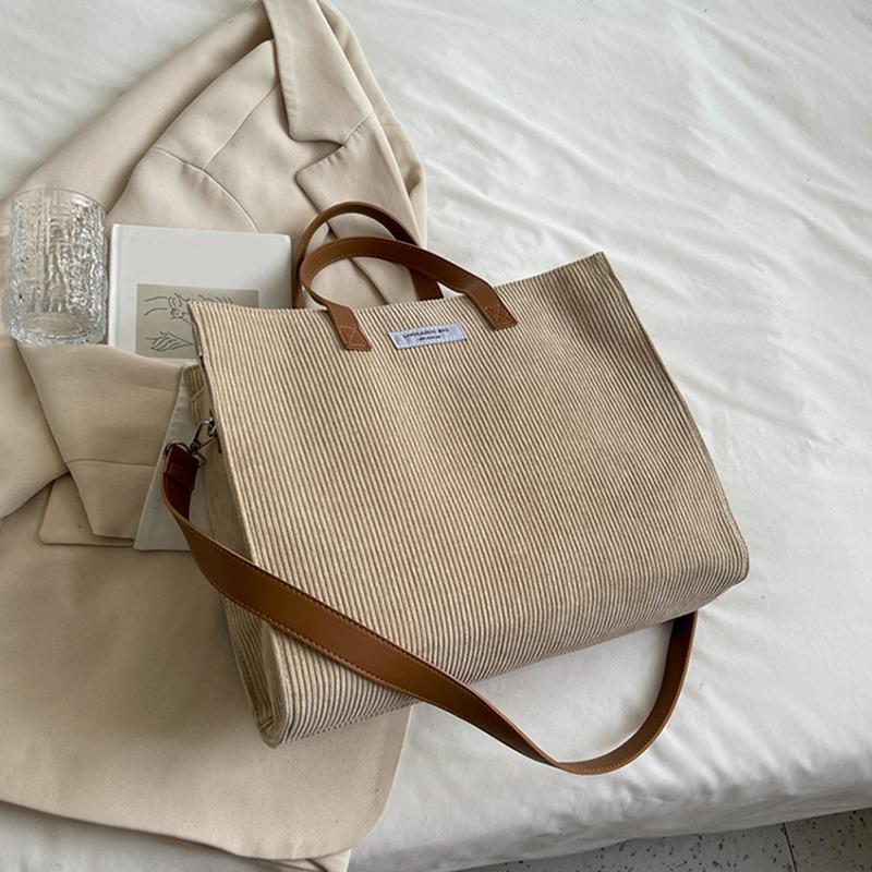 Casual Tote Soft Corduroy Satchel Shoulder Bags For Women Ladies Large Capactiy Office Handbags Shopping Crossbody Bag ARI