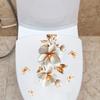 Luxury Texture Flower Toilet Lids Stickers Bathroom Appliques Self-adhesive Toilet Stickers for Hotel Bathroom Shower Room