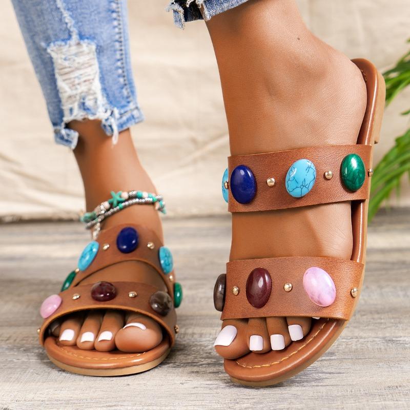 Women's Summer Soft-soled Slippers Flat-soled Comfortable and Durable Cute Cartoon-shaped Open-toe Slippers